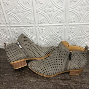 Lucky Brand Gray Perforated Ankle Booties with Side Zippers